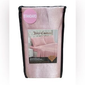 Juicy Couture Pink Satin Pillowcases x2 Standard Size NEW